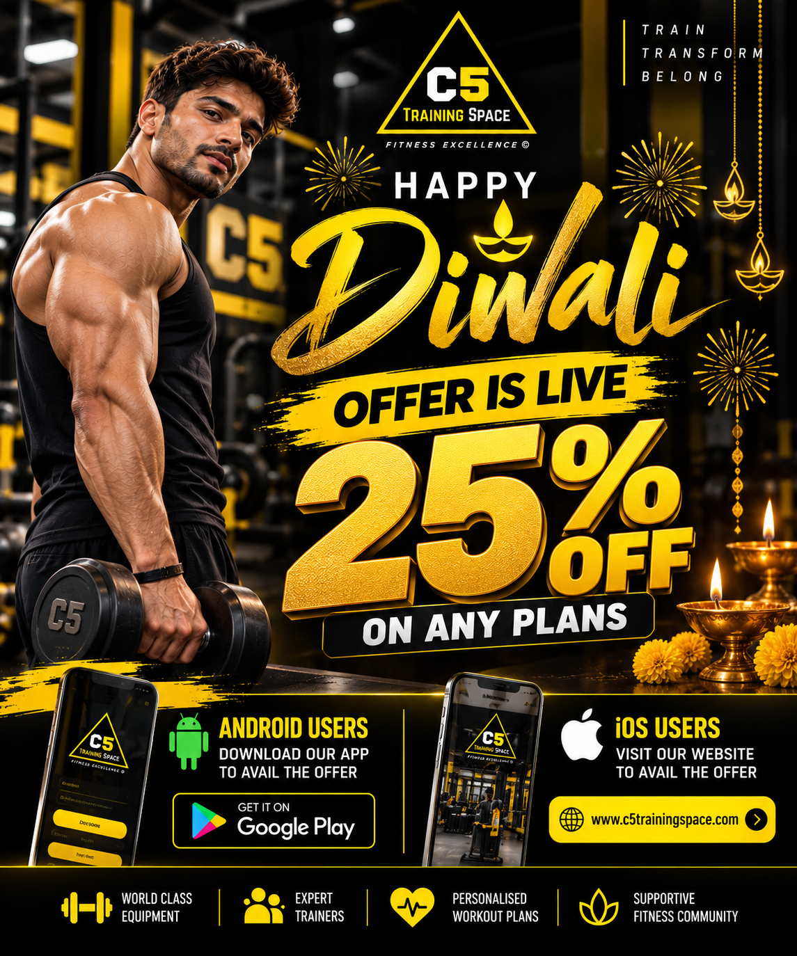 C5 Training Space Happy Diwali Offer is Live — Flat 25% OFF on Any Plans